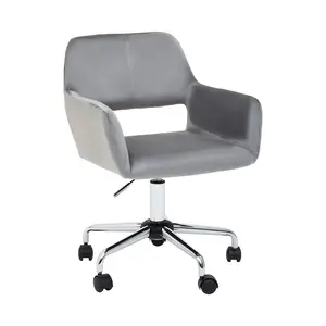 Interiors by Premier Brent Grey Velvet And Chrome Base Home Office Chair