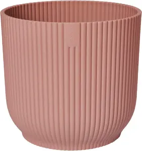 Vibes Fold Round Small 14 cm Plant Pot Indoor Home Decorative Flower Herb Planter Embossed Design Recycled Plastic Pink