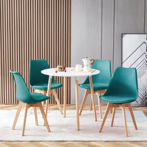 4 - Person Dining Set Turquoise Blue / White