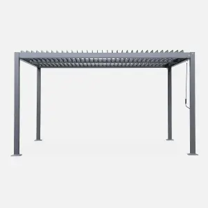 sweeek. 3x4m louvered aluminium pergola with adjustable slats Palace Anthracite 392x292x211 cm