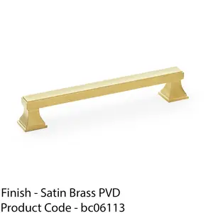 Chunky Square Pull Handle - Satin Brass 160mm Centres SOLID BRASS Drawer Door