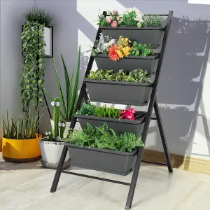 Costway 5-Tier Vertical Raised Garden Bed Freestanding Garden Planter with 5 Container Boxes