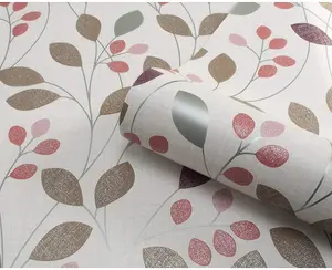 Belgravia Retro Leaves Isla Scarlet Wallpaper 4101