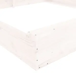 Berkfield Sandbox with Seats White Square Solid Wood Pine