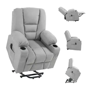 HOMCOM Riser and Recliner Chair w/ Remote, Lift Chair for Elderly, Light Grey