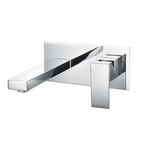 Nolan Polished Chrome Square Wall-mounted Basin Mixer Tap