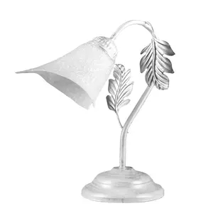 Luminosa Marilena Glass Table Lamp, White, Silver