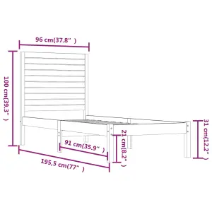 Berkfield Bed Frame Solid Wood 90x190 cm 3FT6 Single