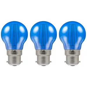 Crompton Lamps LED Golfball 4W B22 Harlequin IP65 Blue Translucent (3 Pack)