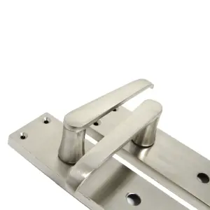 Bathroom Door Handle Set - Satin Straight Lever Victorian Handles