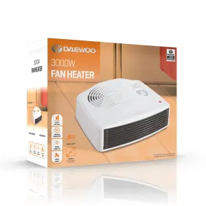 Daewoo 3KW Fan Heater Lightweight Compact Portable White HEA1176GE