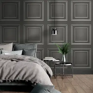 Belgravia Décor Amara Panel Grey Textured Wallpaper