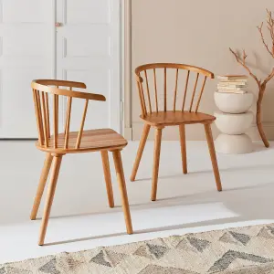 sweeek. Pair of chairs in walnut wood and plywood Paula Natural 51x53x75 cm