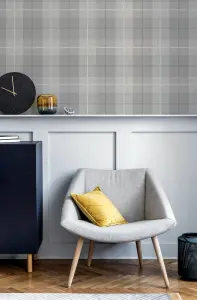 Arthouse Country Tartan Grey Wallpaper