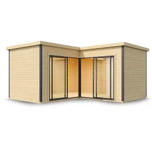 Lasita Domeo 6 L Shaped Garden Office - 5m x 5m - Modern Summer House Double Glazed