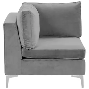 Corner Sofa with Ottoman EVJA Grey Velvet Right Hand