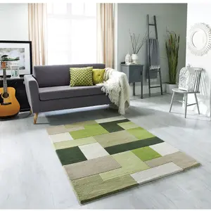 Melrose Lexus Green Soft Natural Wool Low Pile Large Area Rug 160/230cm