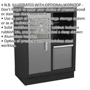 Versatile Modular Garage Storage Cabinet with Aluminium Handles - 680 x 460 x 910mm