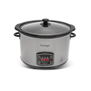 Prestige Silver Stainless Steel Programmable Digital Slow Cooker with Timer Small 5.5L