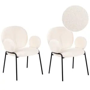 Set of 2 Dining Chairs ELY Boucle Off-White