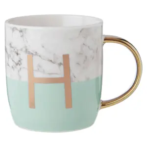 Maison by Premier Mimo Pastel Green H Letter Monogram Mug