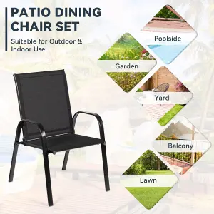 Costway Set of 2 Patio Chairs Portable High Back Garden Camping Dining Chairs W/ Armrest