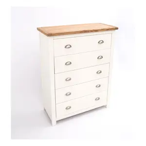 Lovere 5 Drawer Chest of Drawers Chrome Cup Handle