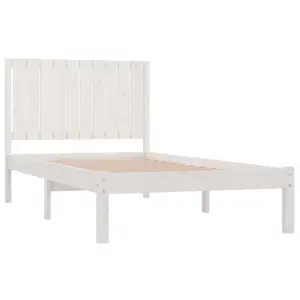 Berkfield Bed Frame White Solid Wood Pine 100x200 cm