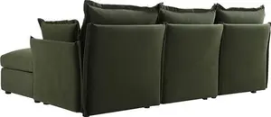 Byron Pillow Edge Moss Green Velvet Modular Sofa, 3-Seater Chaise - Daals - Sofas