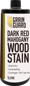 GRAIN GUARD Wood Stain - Dark RED Mahogany - Water Based & Low Odour - Easy Application - Quick Drying - 1 Litre