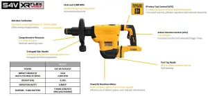 DEWALT DCH832N XR FlexVolt SDS Max Chipping Hammer 54V Bare Unit