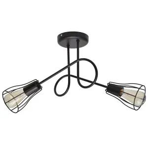 Luminosa Oxford Multi Arm Semi Flush Ceiling Light Black 41cm