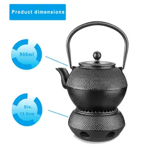 Cast Iron Black Japanese Teapot Stove Tea Pot Tetsubin Tea Kettle and Warmer Set