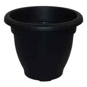 simpa 2PC Black Round Winchester Plastic Garden Planters 30cm (Dia).