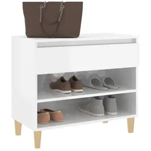 Berkfield Shoe Cabinet High Gloss White 70x36x60 cm Engineered Wood