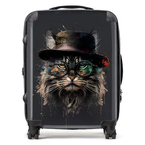 Maine Coon Cat With Glasses Splashart Suitcase - Large