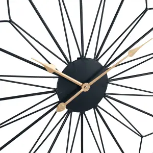 Black Metal Geo Design Round Wall Clock