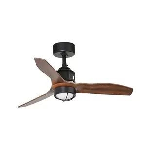 Luminosa Just LED Black, Wood Ceiling Fan 81cm Smart - Remote Included, 3000K