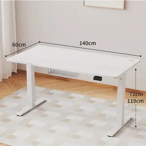 Hieronymus Electric Height Adjustable T-Shape Standing Desk White / White / 122 x 140 x 60 cm