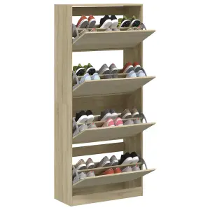 Berkfield Shoe Cabinet with 4 Flip-Drawers Sonoma Oak 80x34x187.5 cm