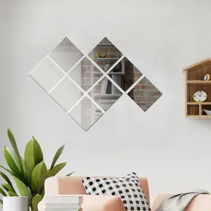 Walplus Square Mirror Wall Art Mirror Sticker 27pcs