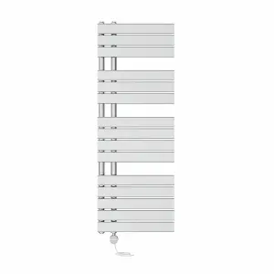 Rinse Bathrooms Touch Screen Thermostatic Electric Bathroom Flat Panel Heated Towel Rail Radiator with Timer 1380x500mm - Chrome