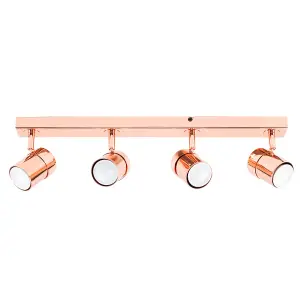 ValueLights Rosie Copper Ceiling Bar Spotlight and GU10 Spotlight LED 5W Warm White 3000K Bulbs