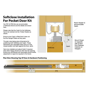 AFIT Double Door Pocket Sliding Door Kit with Soft Close - 915 x 2032mm Max Door Size