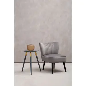 Interiors by Premier Grey Velvet Chair, Curved Back Accent chair, Easy to Assemble Borg Chair, Comfy Office Chair