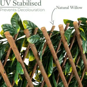 Expandable Artificial Trellis Laurel Leaf Garden Privacy Fence 1m x 2m Christow