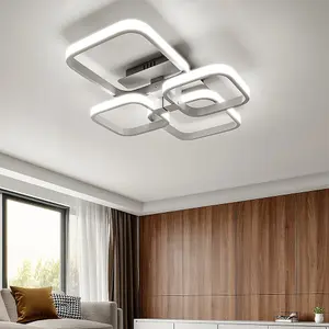 White Frame Square Contemporary LED Energy Efficient Semi Flush Ceiling Light Fixture Cool White 60cm