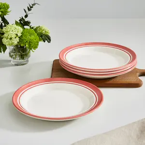 Potter's Stripe Set Of 4 Dinner Plates (Set of 4) Red