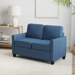 HOMCOM Modern 2 Seater Sofa with Spring Cushion, Back Pillow, Blue