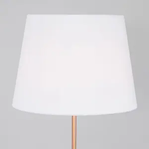 ValueLights Modern Copper Metal Standard Floor Lamp With White Tapered Shade - Includes 6w LED Bulb 3000K Warm White